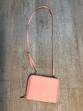 FURLA PINK SATIN WALLET TRAVEL CROSSBODY